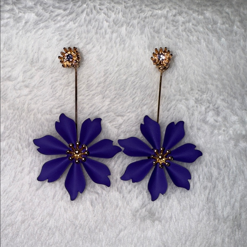 Elegant Purple Floral Drop Earrings